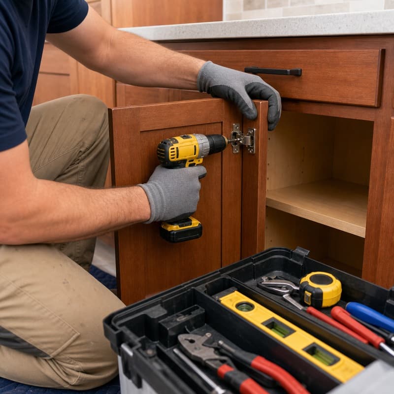 A local service professional working on a home improvement job.